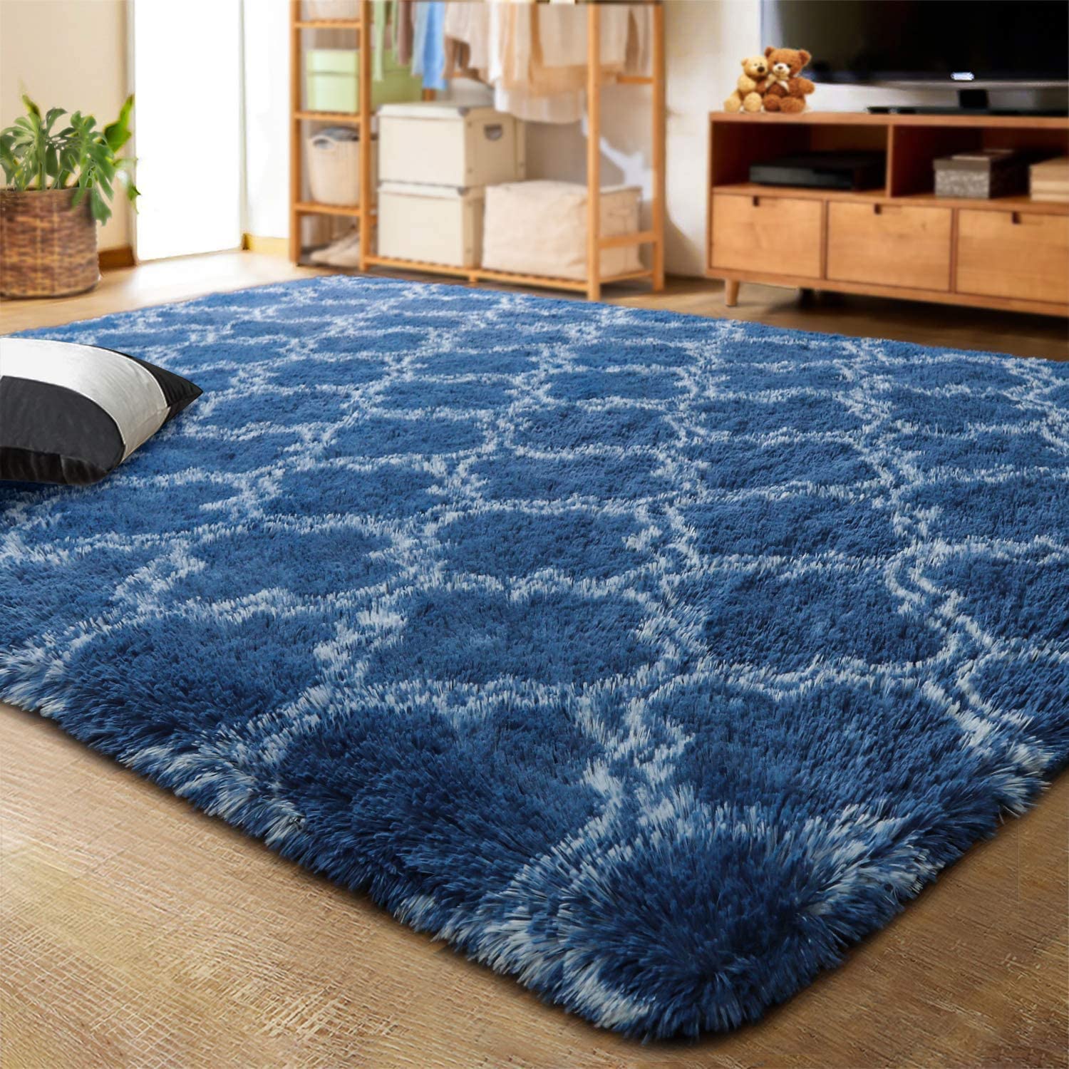 LOCHAS LUXURY VELVET Shag Area Rug Modern Indoor Plush Fluffy Rugs ...