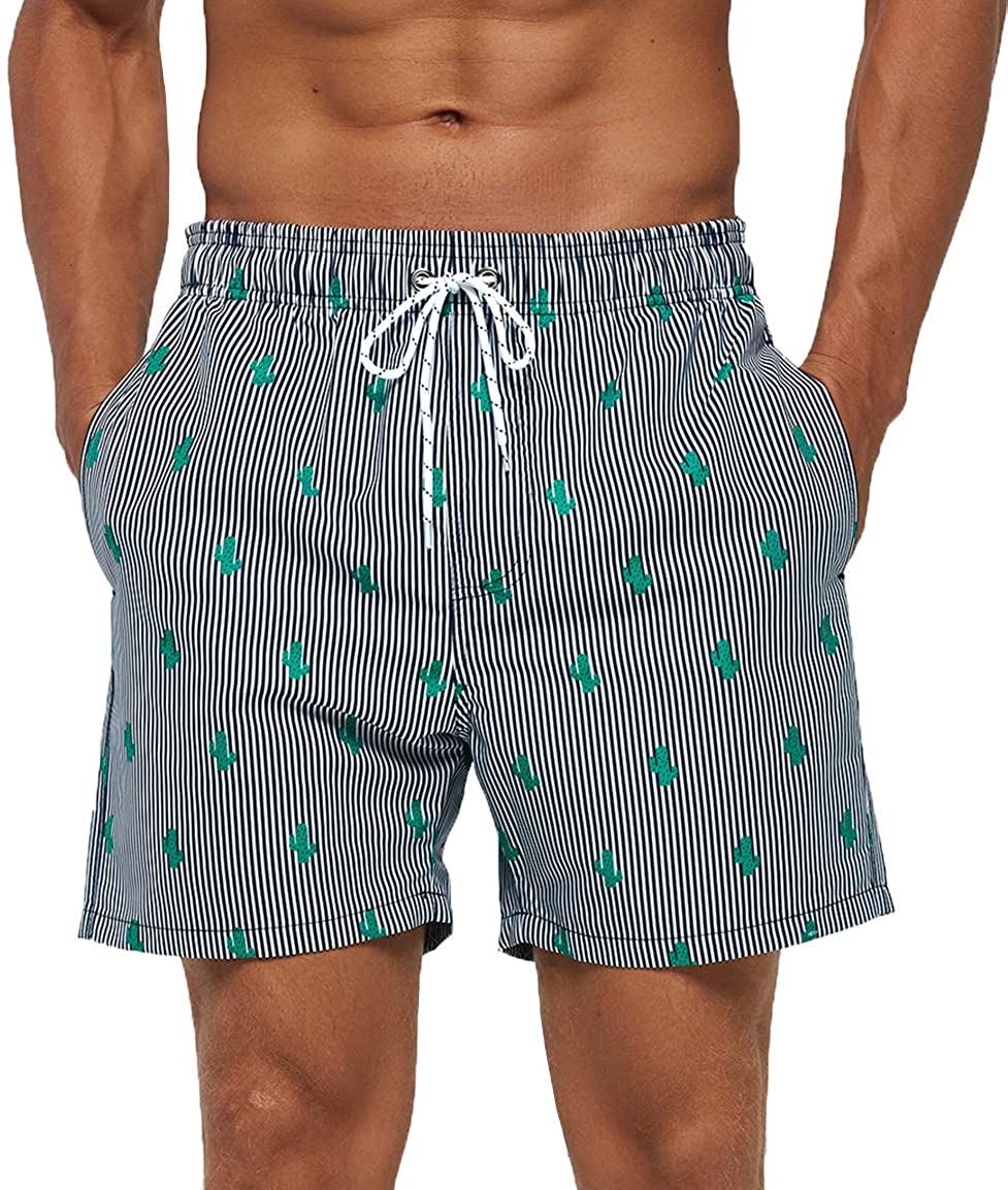 SILKWORLD Men's Swim Trunks Quick Dry Athletic Swimwear Shorts with Mesh Lining and Pockets 