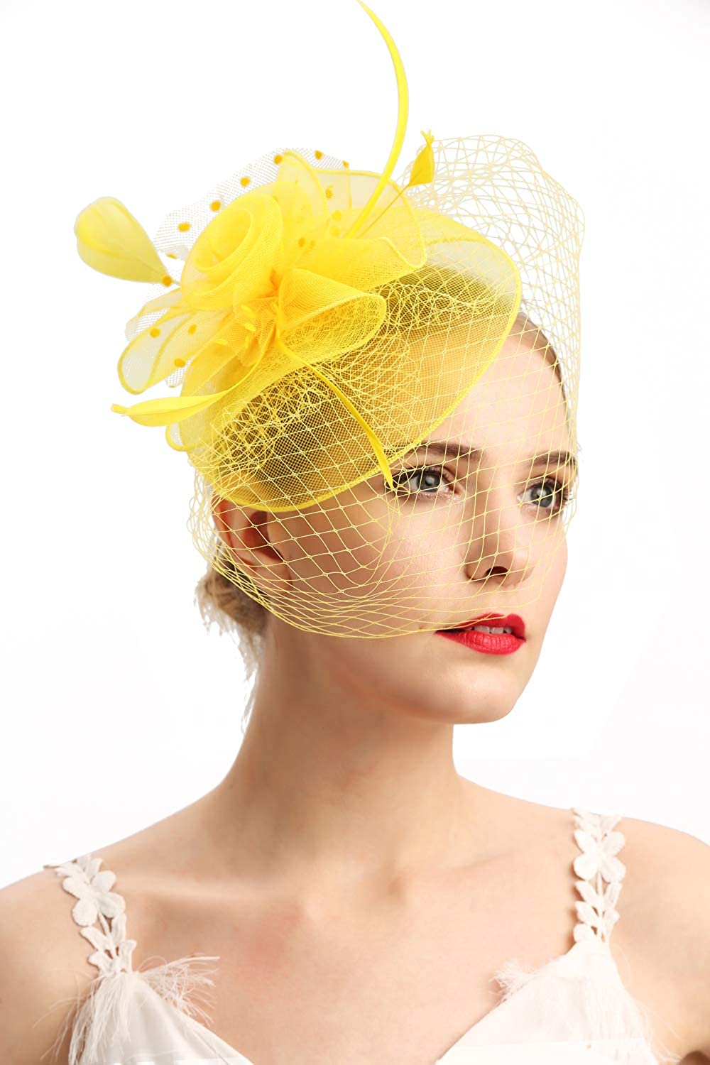 Vintage style pillbox hat in mustard yellow with gathers