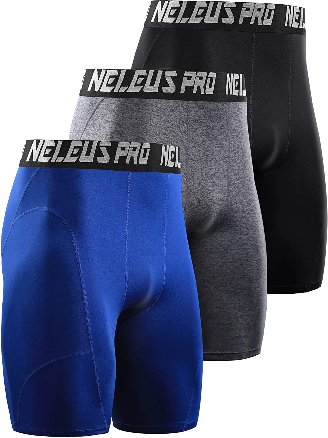 Neleus Men's 3 Pack Compression Shorts 