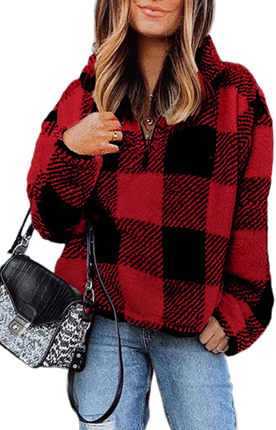 thumbnail 17  - Acelitt Women&#039;s Cozy Oversize Fluffy Fleece Sweatshirt Pullover Outwear (18 Colo