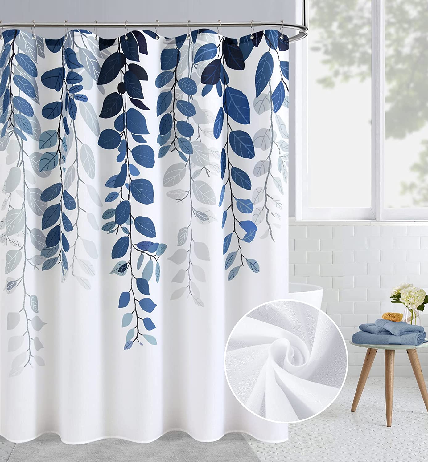 Navy and online aqua shower curtain