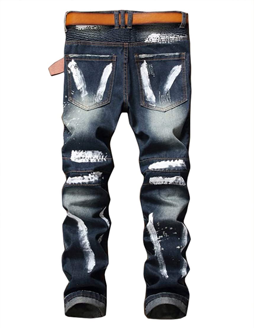 Enrica Men's Ripped Distressed Slim Fit Jeans with Patches | eBay