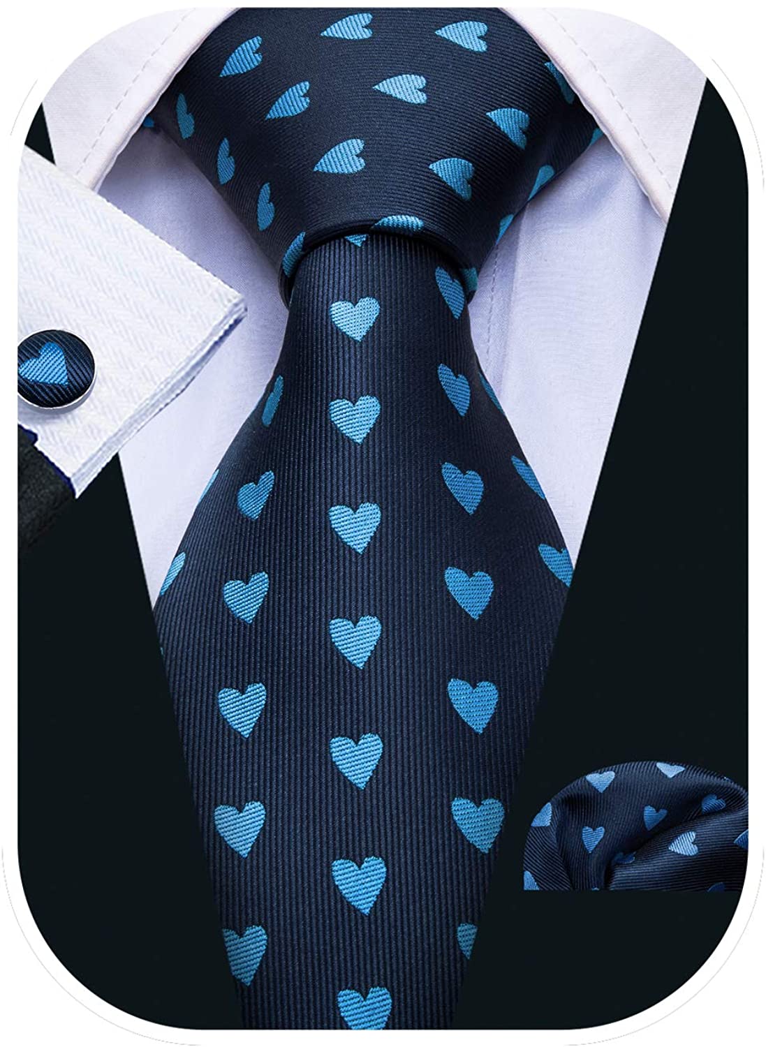 Barry.Wang New Design Ties for Men Handkerchief Cufflink Necktie Set Gift Box Formal 
