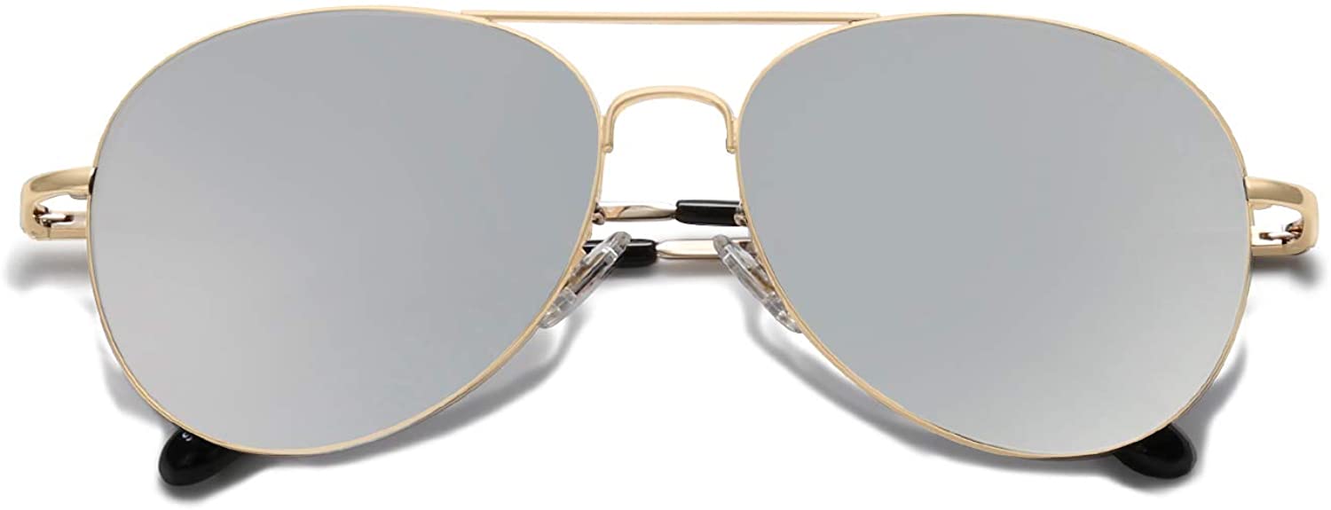 thumbnail 9 - SOJOS Classic Aviator Mirrored Flat Lens Sunglasses Metal Frame with Spring Hing
