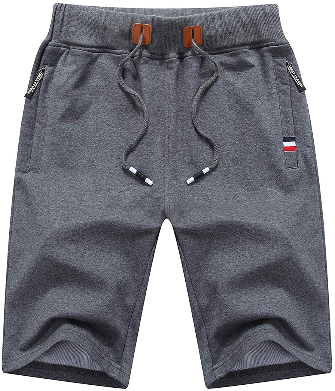 Tansozer Mens Shorts Casual Workout Drawstring Shorts with Elastic Waist and Zipper Pockets 