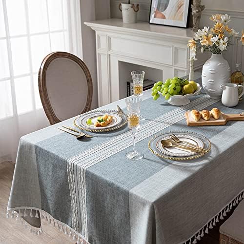 IVAPUPU Rectangle Tablecloth Cotton Linen Tablecloth with Tassel Waterproof  Tabl