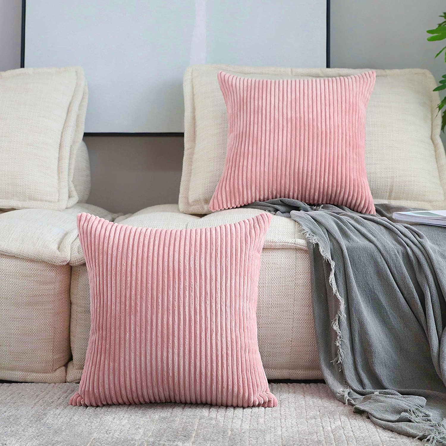  Home Brilliant Pink Pillow Covers 18x18 Set of 2 for