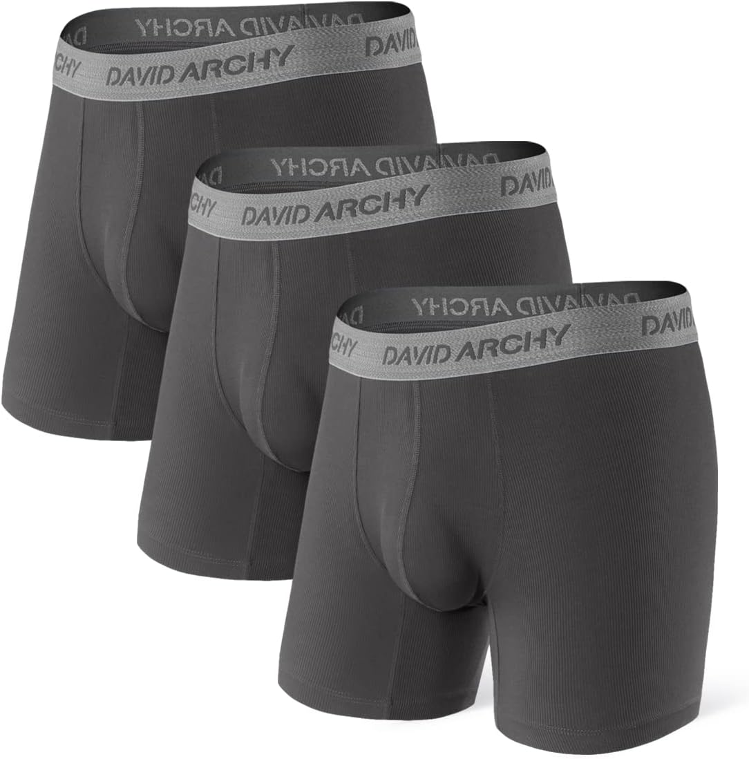 DAVID ARCHY Men's Underwear Micro Modal Dual Pouch Trunks Ball Pouch Bulge  Enhan