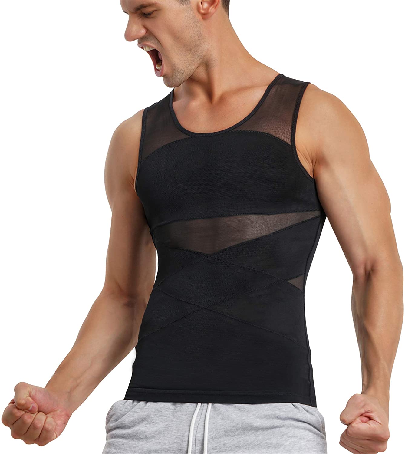 TAILONG Men's Compression Shirt for Body Shaper Slimming Vest