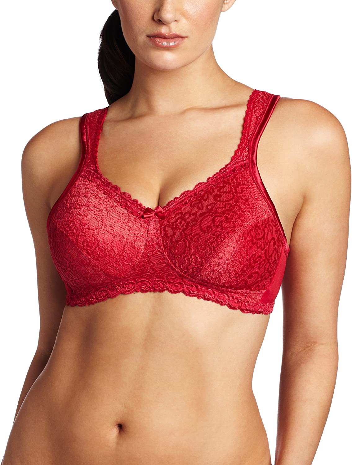 Eashery She Fit Sports Bras Women's 18 Hour Airform Comfort Lace Wirefree  Full Coverage Bra Red 48 