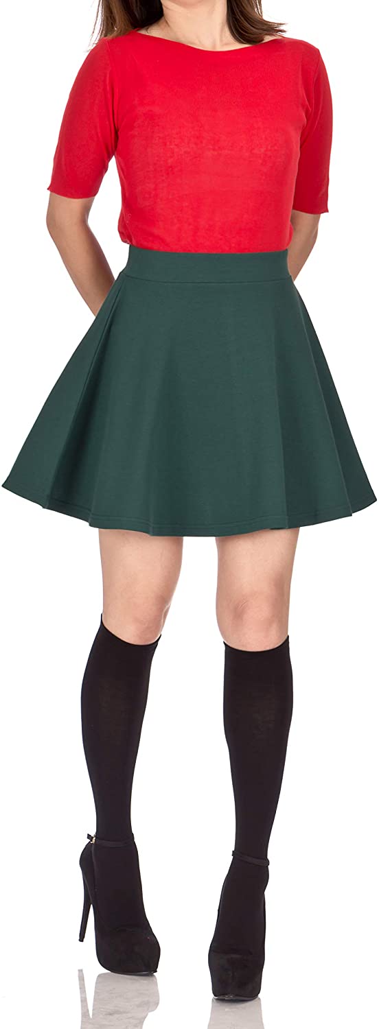 Basic Solid Stretchy Cotton High Waist A-line Flared Skater Mini Skirt –  Dani's Choice