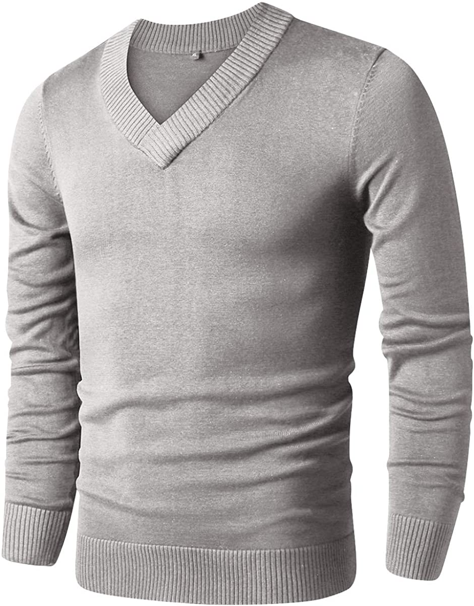 Mens V Neck Sweater Slim Fit Comfortably Knitted Long Sleeve Casual Business Pullover Dress Sweater LTIFONE Sweaters for Men 