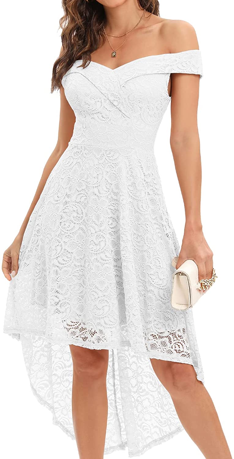 Homrain Women's Elegant Lace Floral Dress for Wedding Guest Off The Shoulder  Hig | eBay