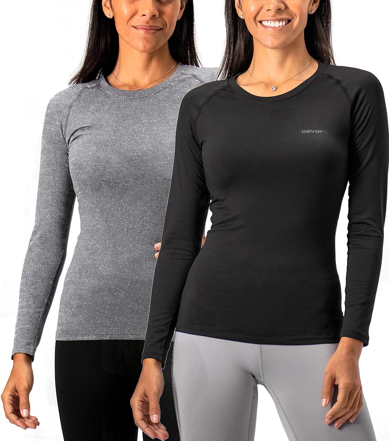 DEVOPS Women's 2 Pack Thermal Long Sleeve Shirts Compression