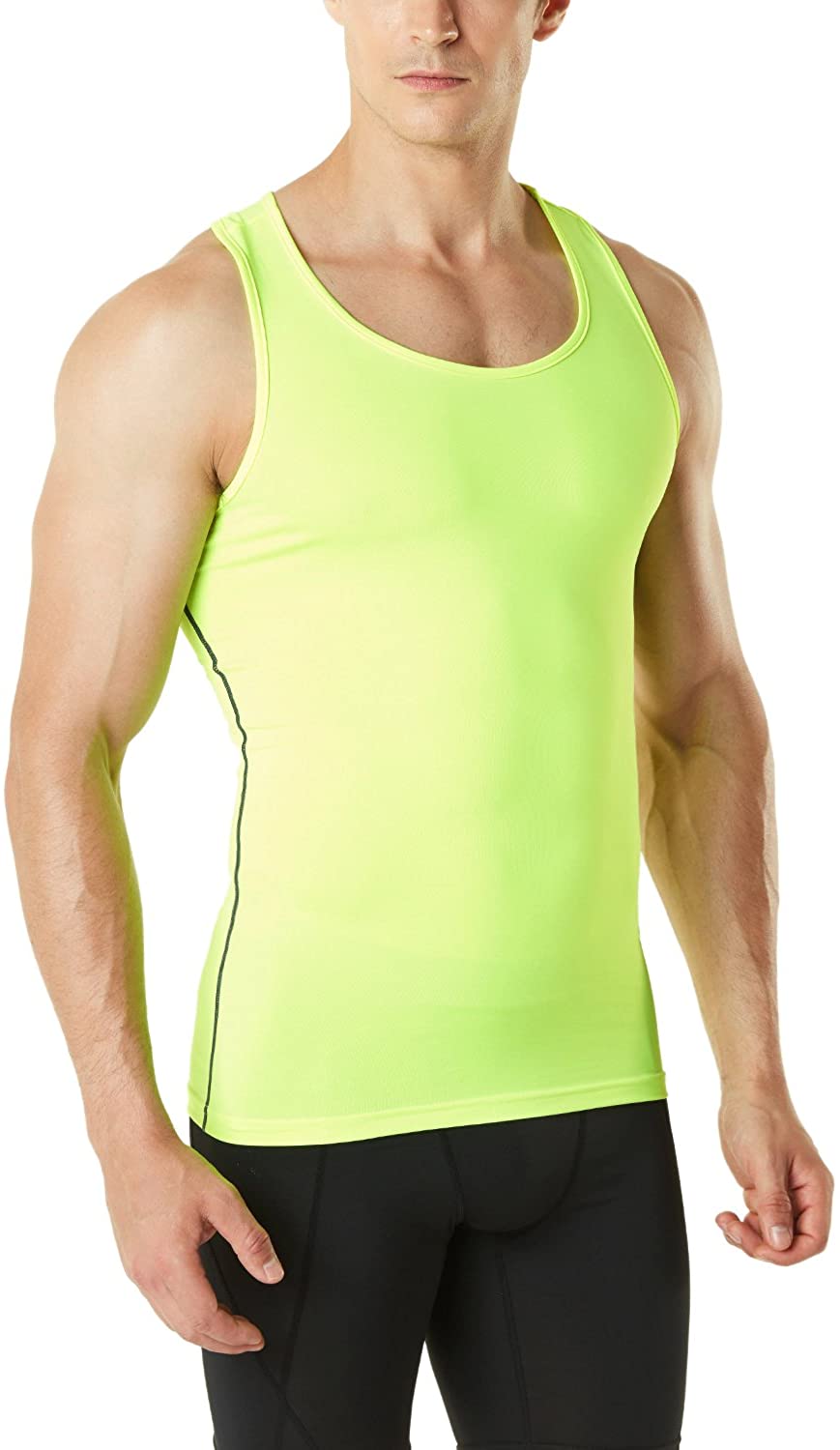 Dry Fit Running Compression Cutoff Shirts TSLA Men's V Neck Sleeveless Workout Shirts Athletic Training Tank Top 