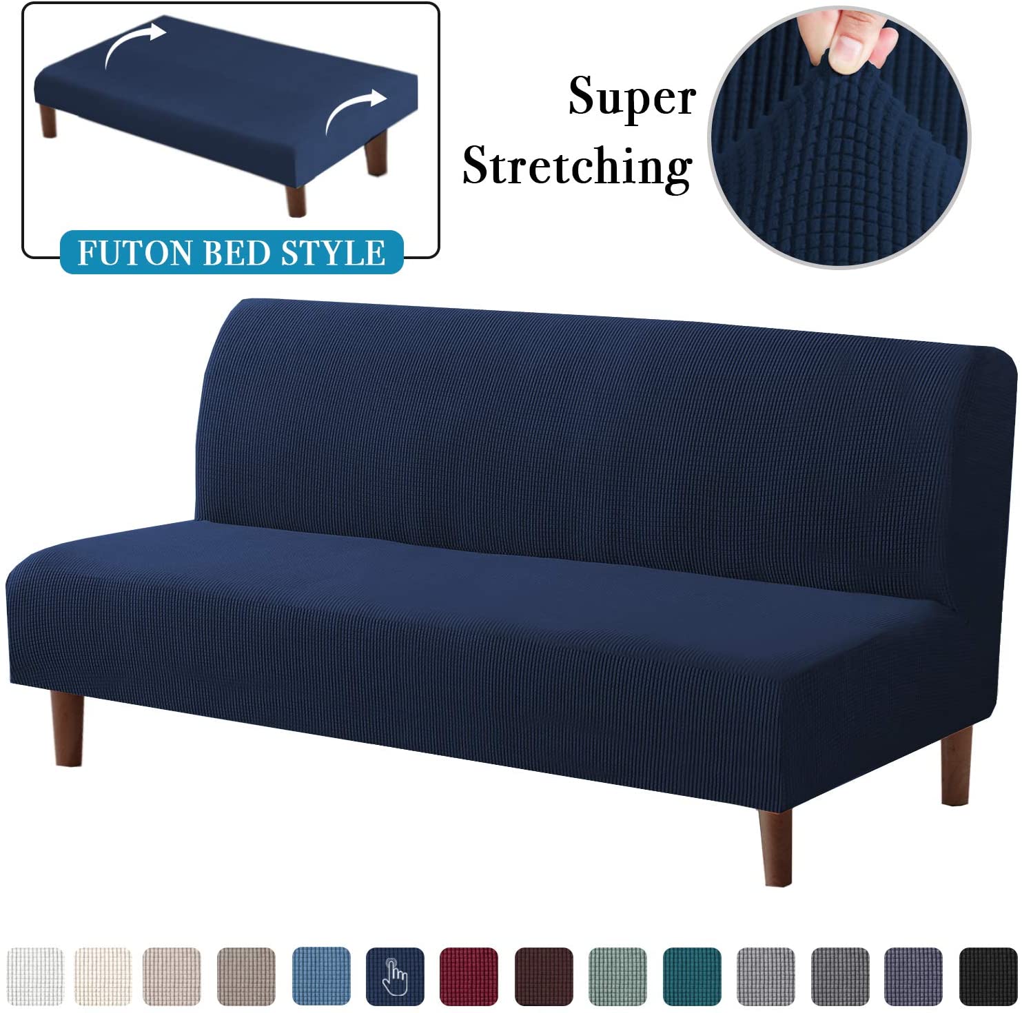 Details about   Stretch Armless Futon Cover Futon Slipcover Full Queen Size Futon Couch Cover Fu 