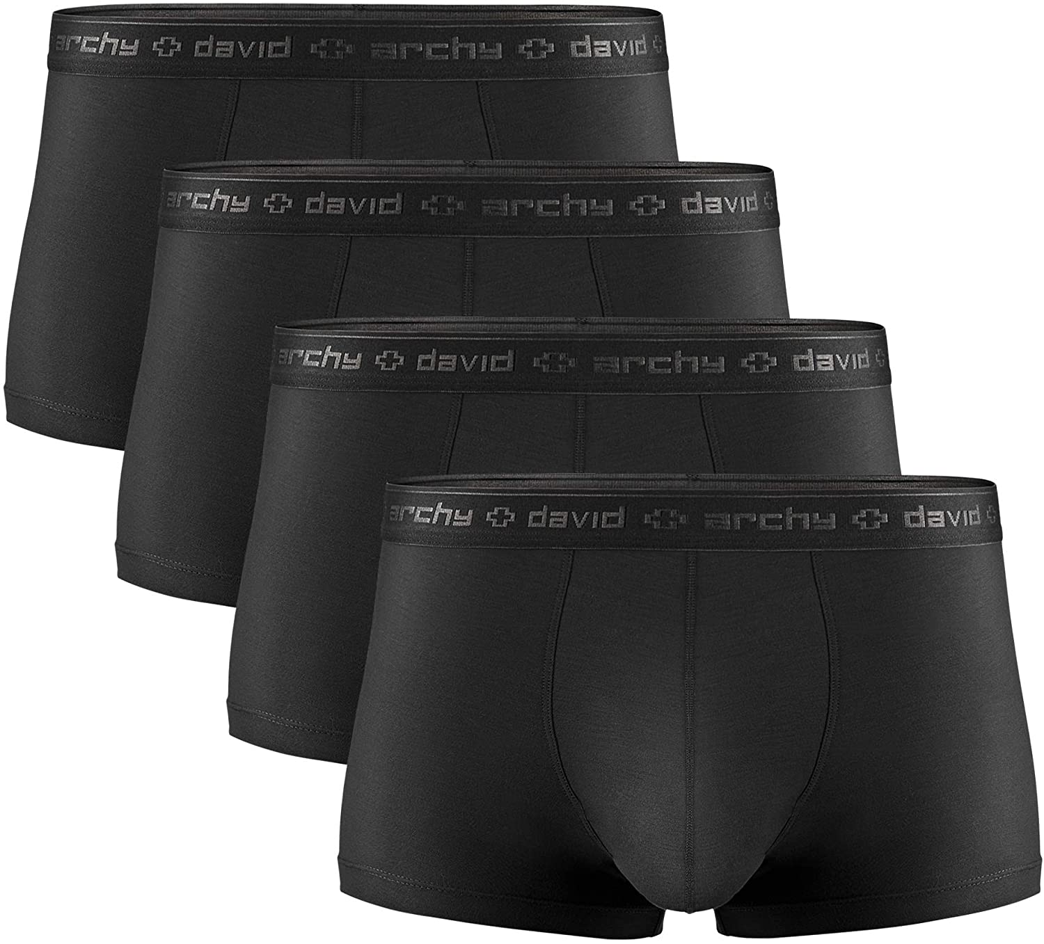  DAVID ARCHY Mens Underwear Micro Modal Dual Pouch Trunks  Support Ball Pouch Bulge Enhancing Boxer Briefs For Men 4 Pack