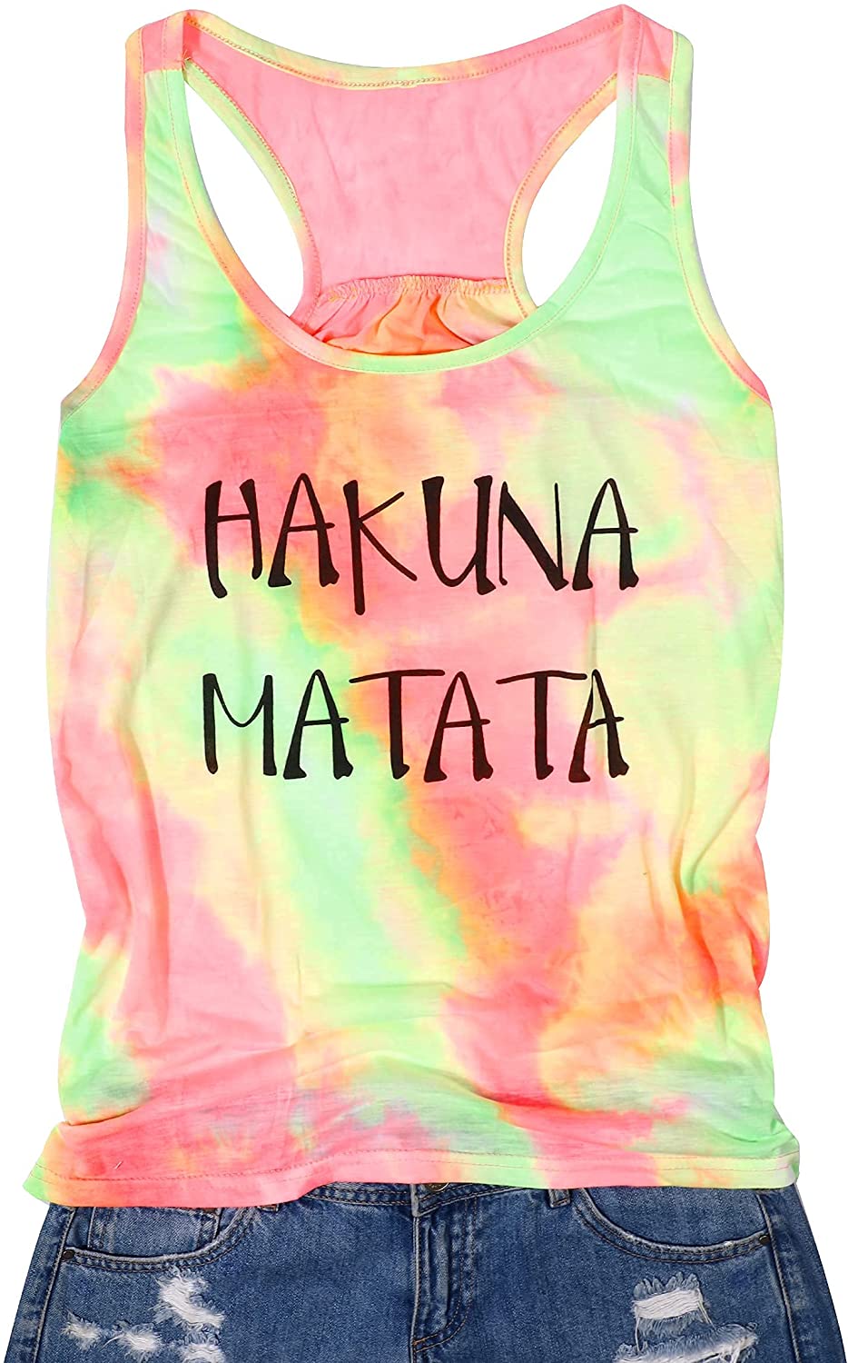 Hakuna Matata Racerback Tank Tops for Women Funny Letters Print Sleeveless Tees T-Shirts 