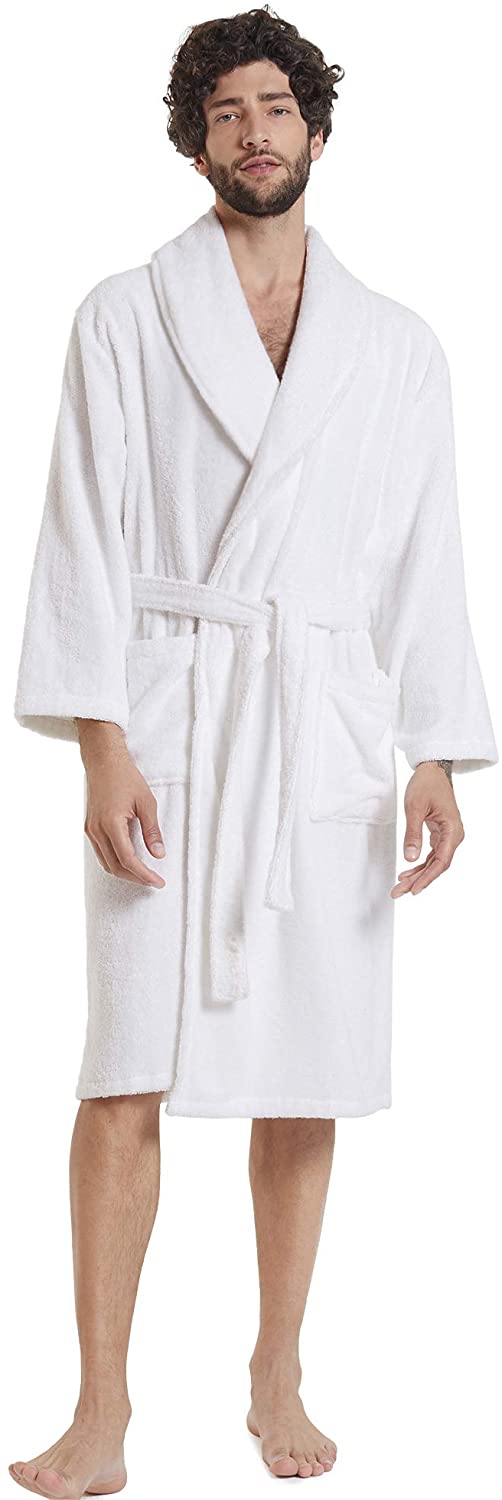 thumbnail 10  - SIORO Men&#039;s Robe Terry Cotton Bathrobe Shawl Collar Soft Shower Bath Robes Calf 
