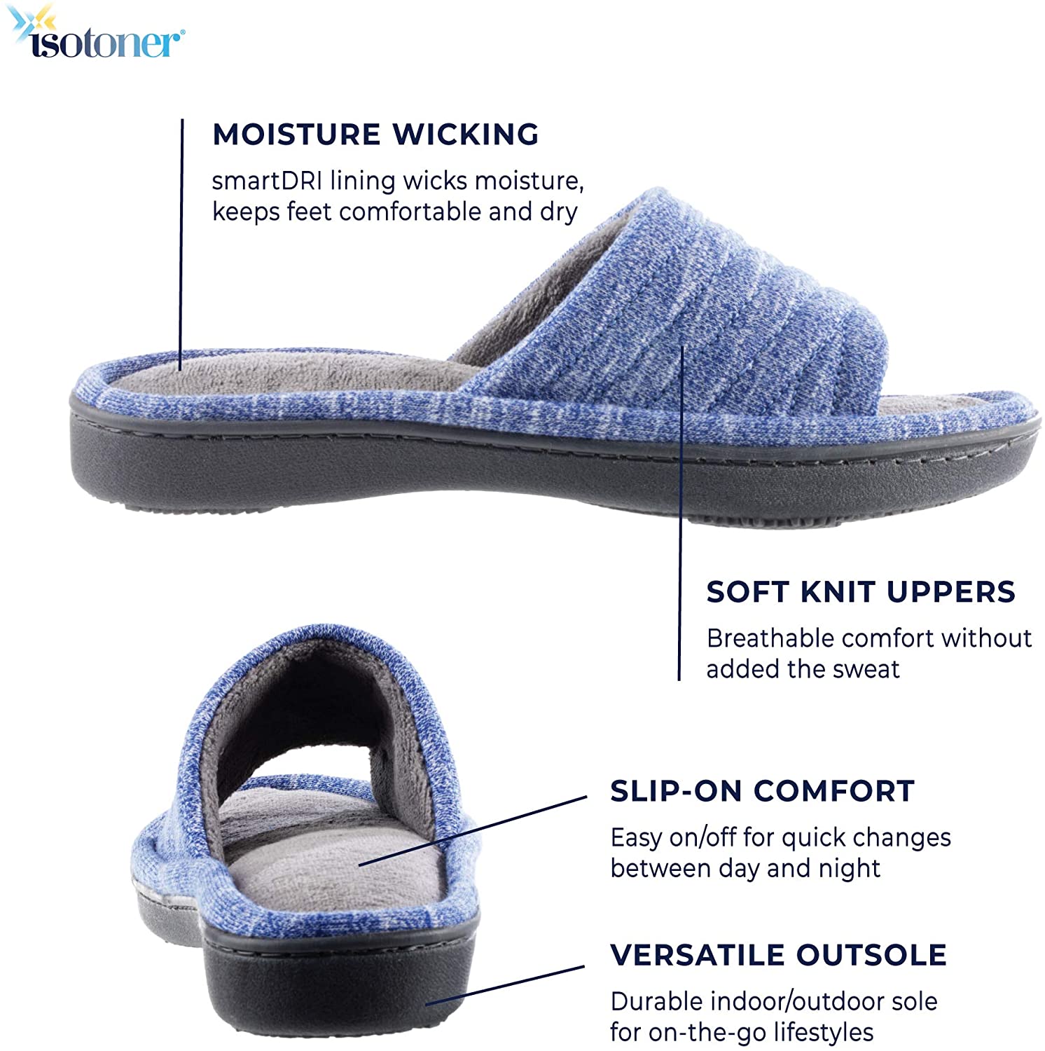 Isotoner bedroom slippers hot sale with arch support