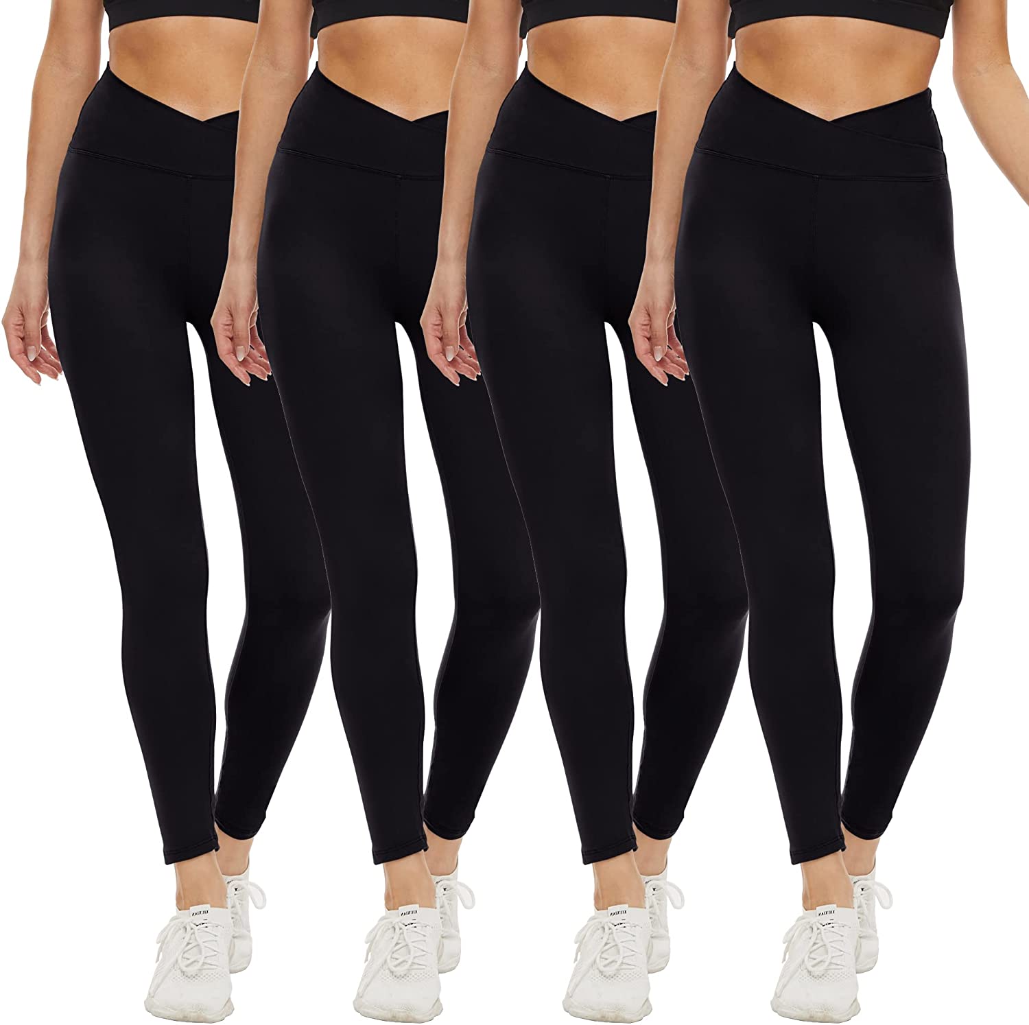 CAMPSNAIL 4 Pack High Waisted Leggings for Women- Soft Tummy Control