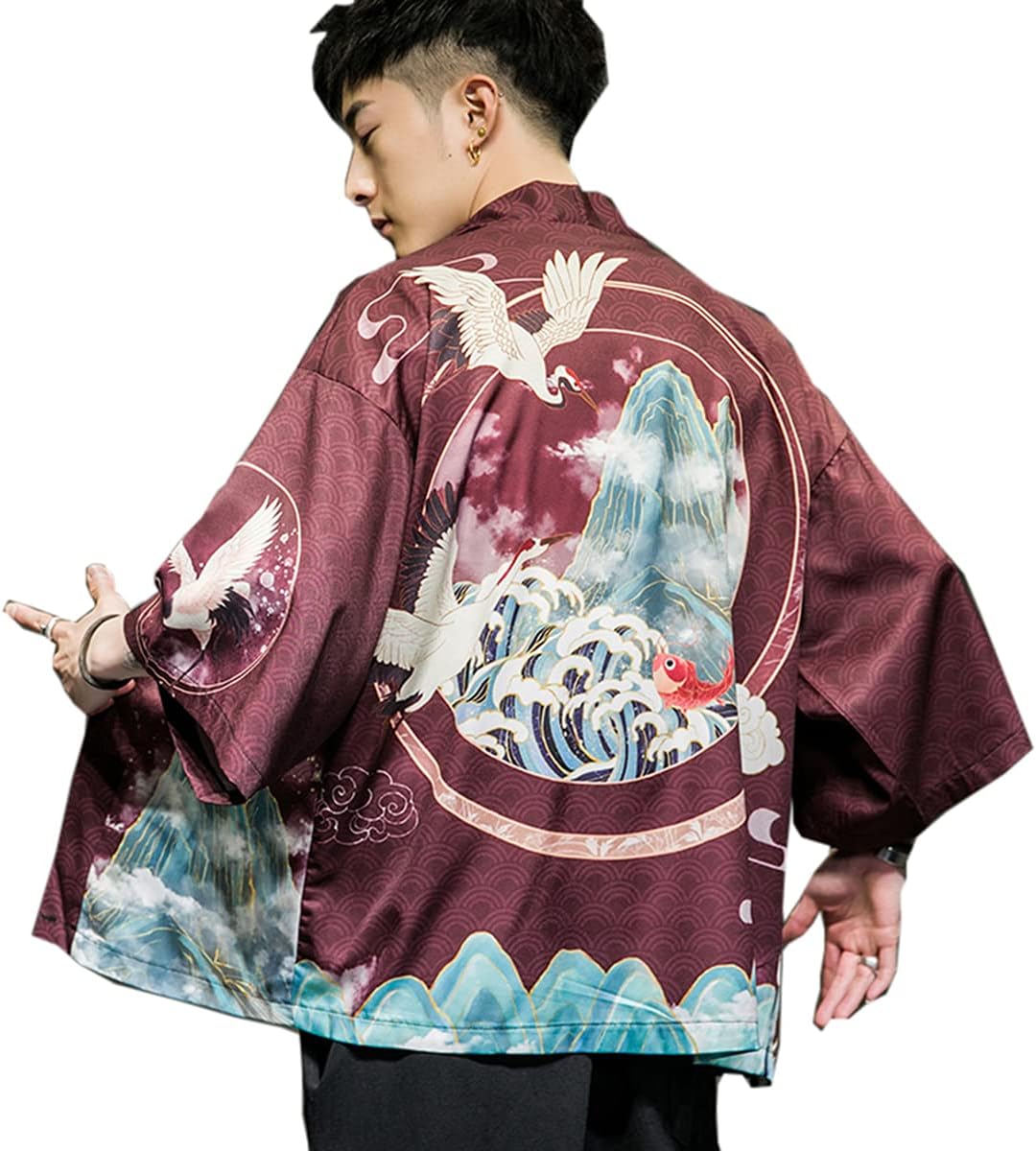 Seidarise Men's Kimono Traditional Japanese Clothing Male Cardigan Noragi  Jacket Yukata Coat Haori, Navy, Medium : : Clothing, Shoes &  Accessories