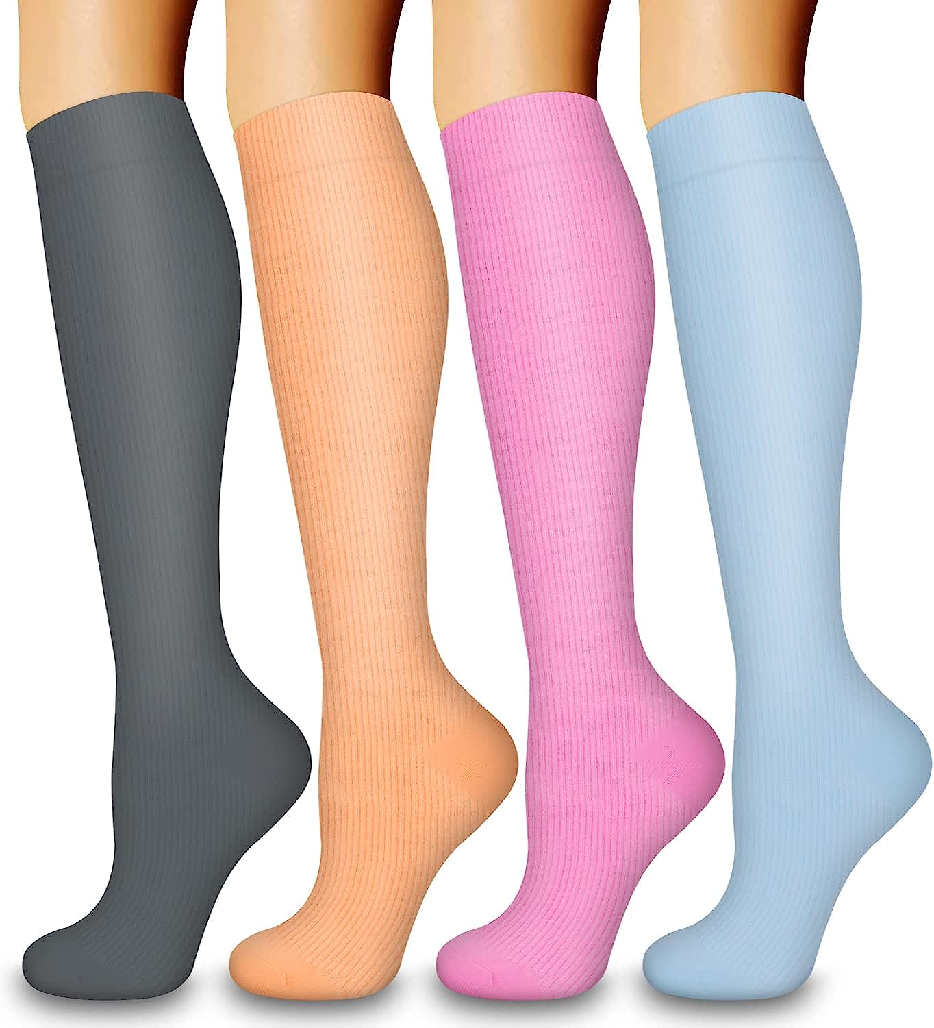 Laite Hebe 4 Pairs-Compression Socks for Women&Men Circulation-Best Support  for Nurses,Running,Athletic