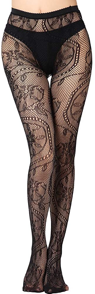 CozyWow High Waist Footed Fishnet Tights Soft & Stretchy Patterned