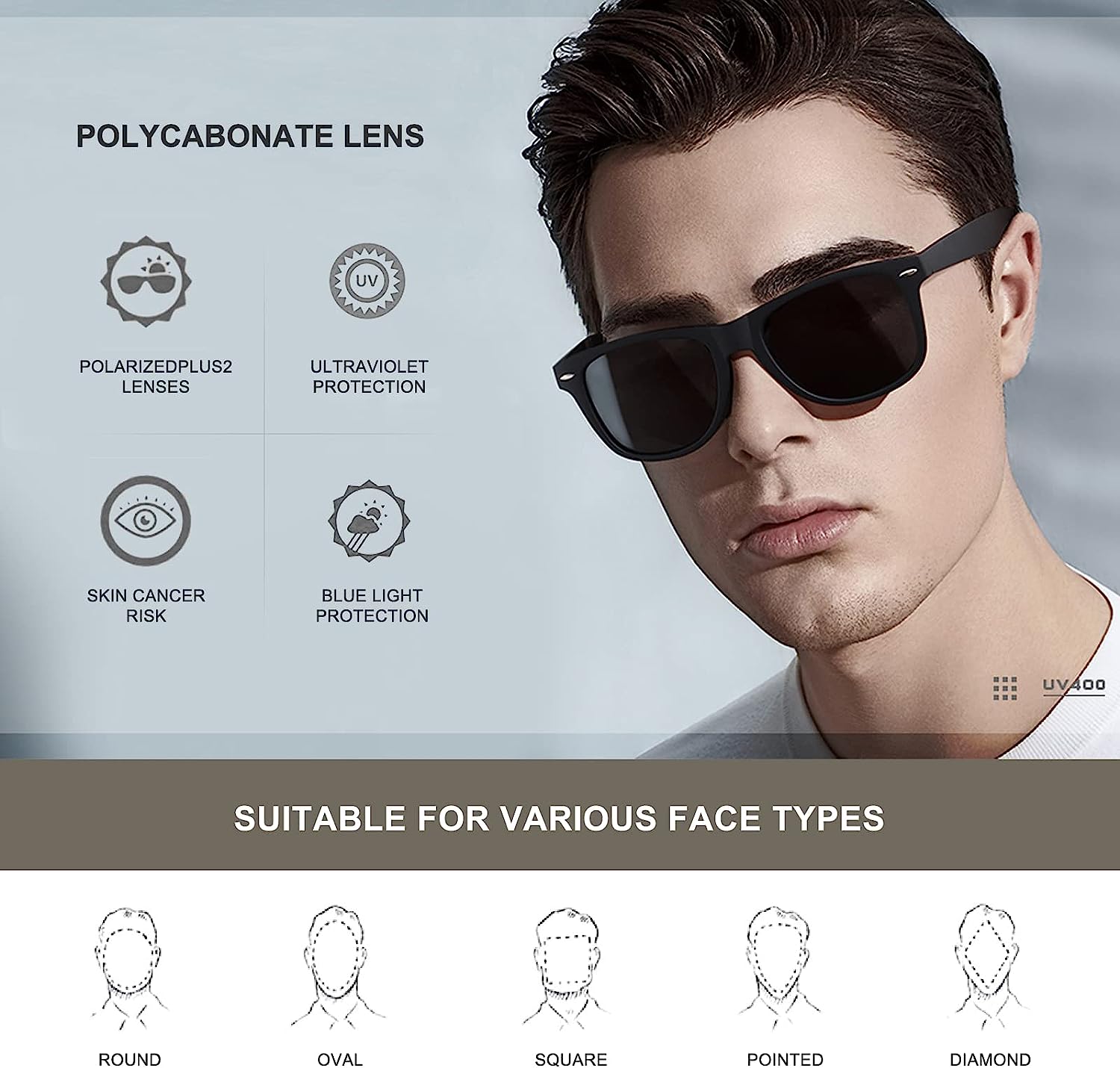 DEMIKOS Sunglasses Men Polarized Sunglasses for Mens Womens Retro Mirror  Lens fo