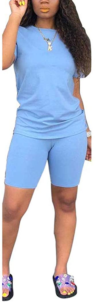 TOPONSKY Womens 2 Piece Sports Outfit Tracksuit Shirt Shorts Jogger Bodycon Sets 