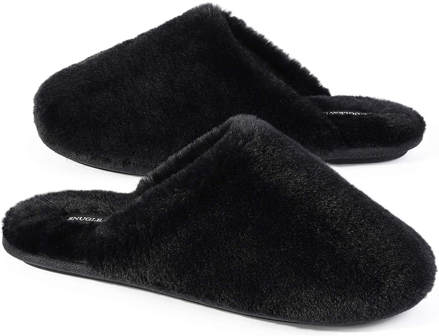 Snug Leaves Ladies Fluffy Memory Foam Slip On Slippers with Cozy Faux Fur Lined House Shoes