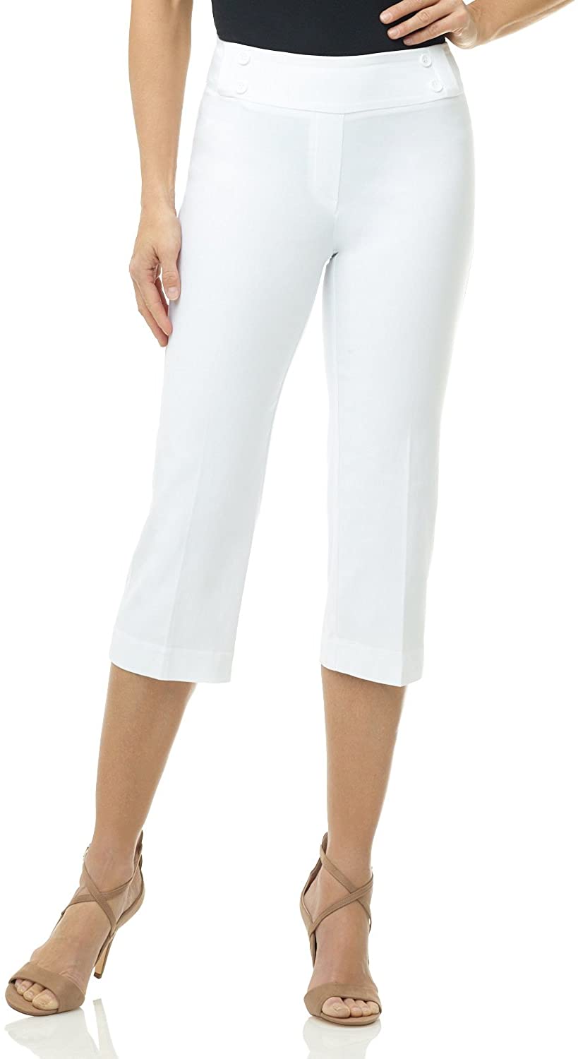Rekucci Womens Ease into Comfort Capri with Button Detail 