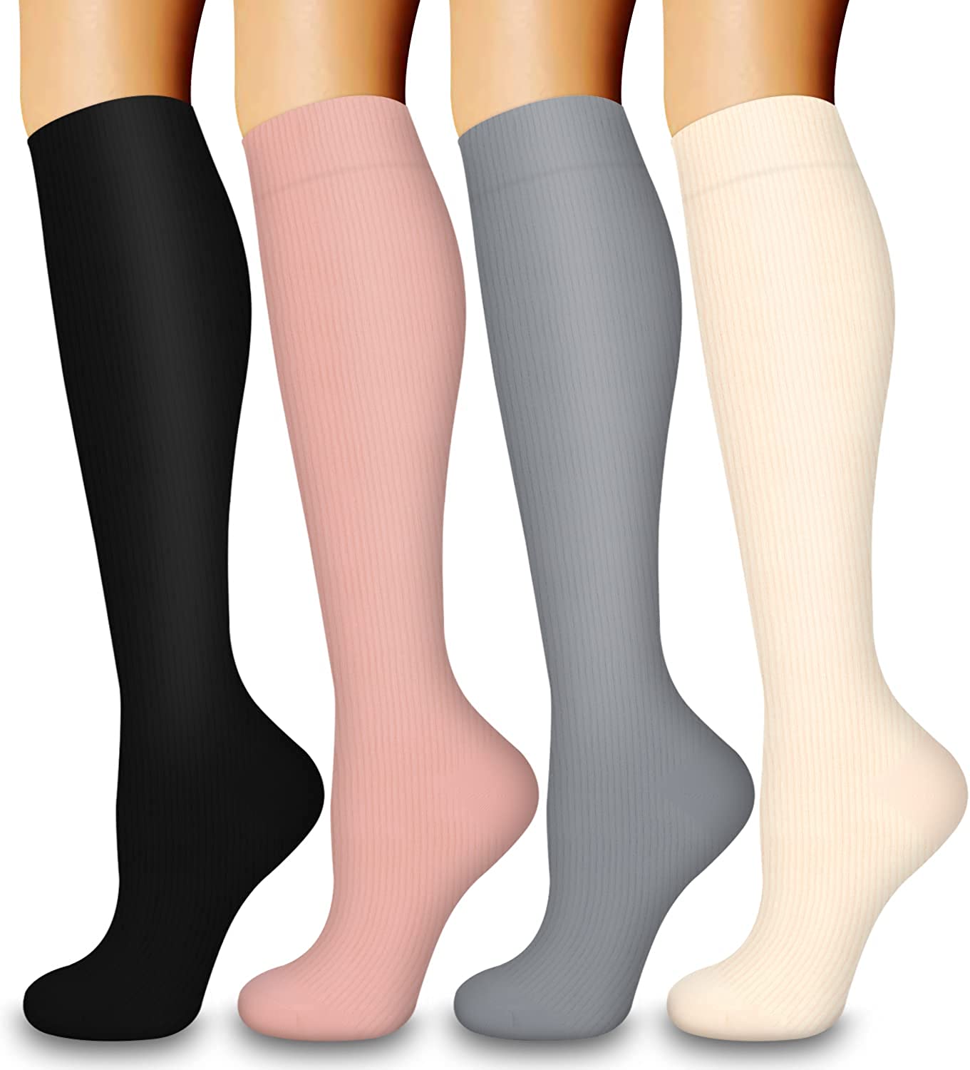 Laite Hebe 4 Pairs-Compression Socks for Women&Men Circulation-Best Support  for