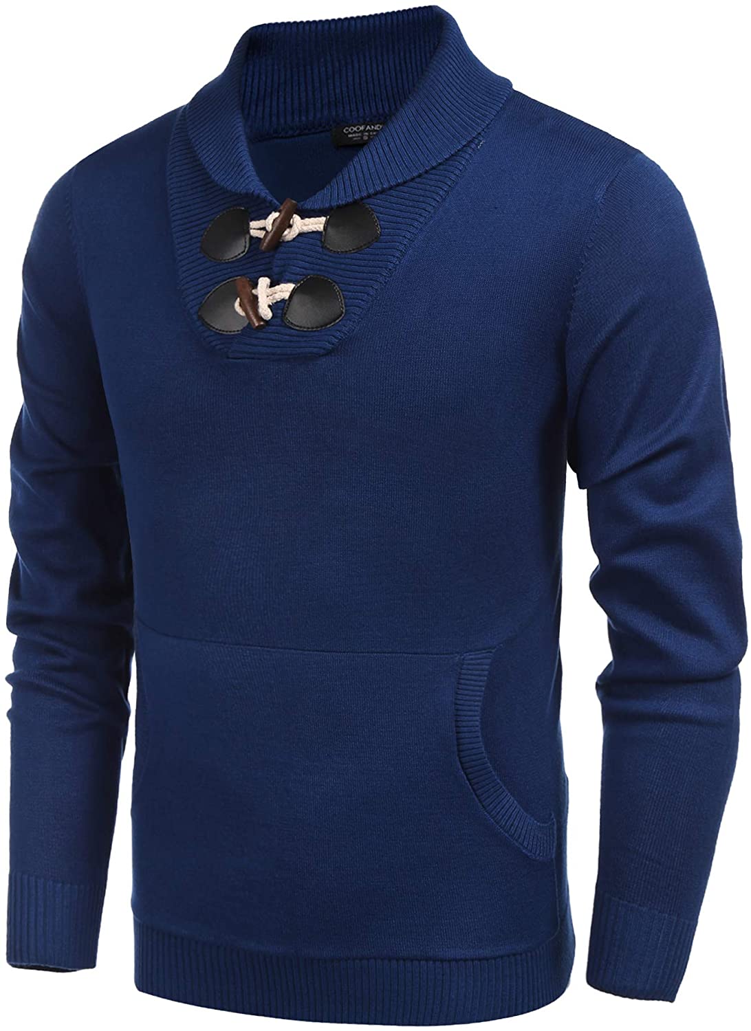 COOFANDY Men's Shawl Collar Pullover Sweater Relaxed Fit Casual Cotton ...
