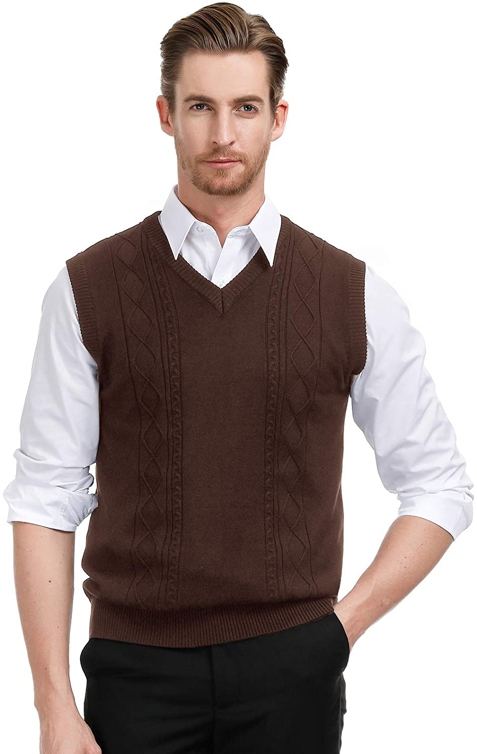 Men's Pleasures Brown Houston Astros Knit V-Neck Pullover Sweater Vest Size: Extra Large