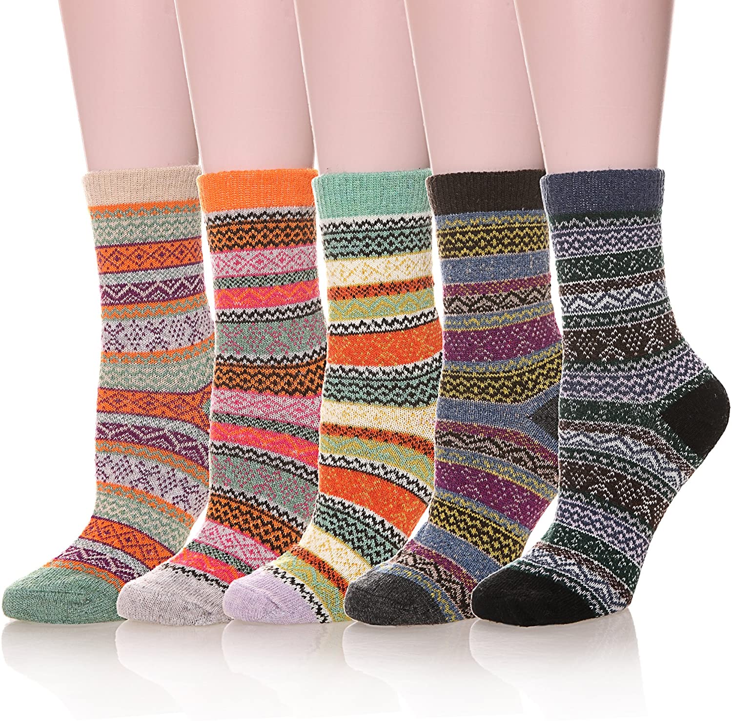 Womens Soft Thick Comfort Casual Cotton Warm Wool Crew Winter Socks