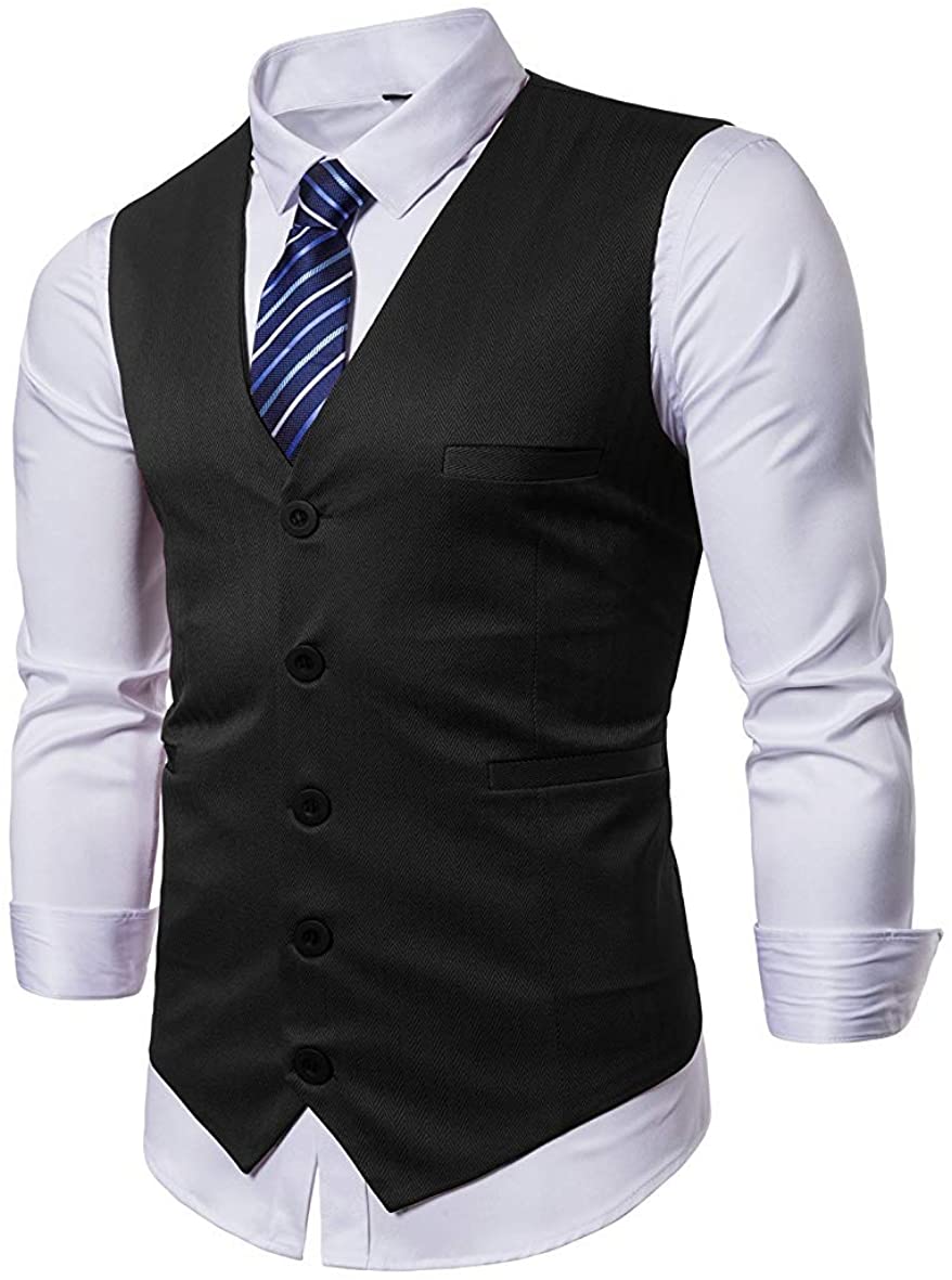  Deepsko Men's Suit Vest Brown Formal Business Vest
