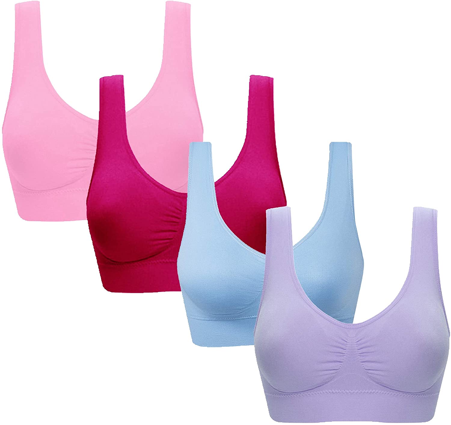 Vermilion Bird Women's 3 Pack Seamless Comfortable Sports Bra with ...