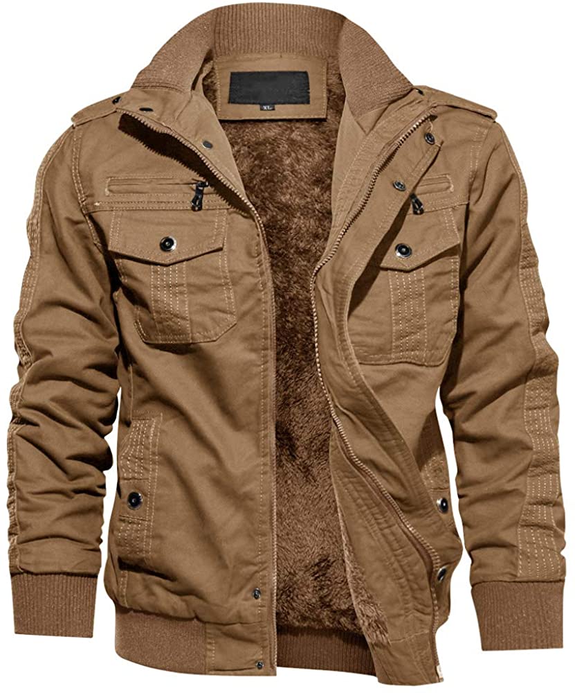 TACVASEN Men's Winter Jacket-Fleece Cotton Military Coat Thicken Casual ...