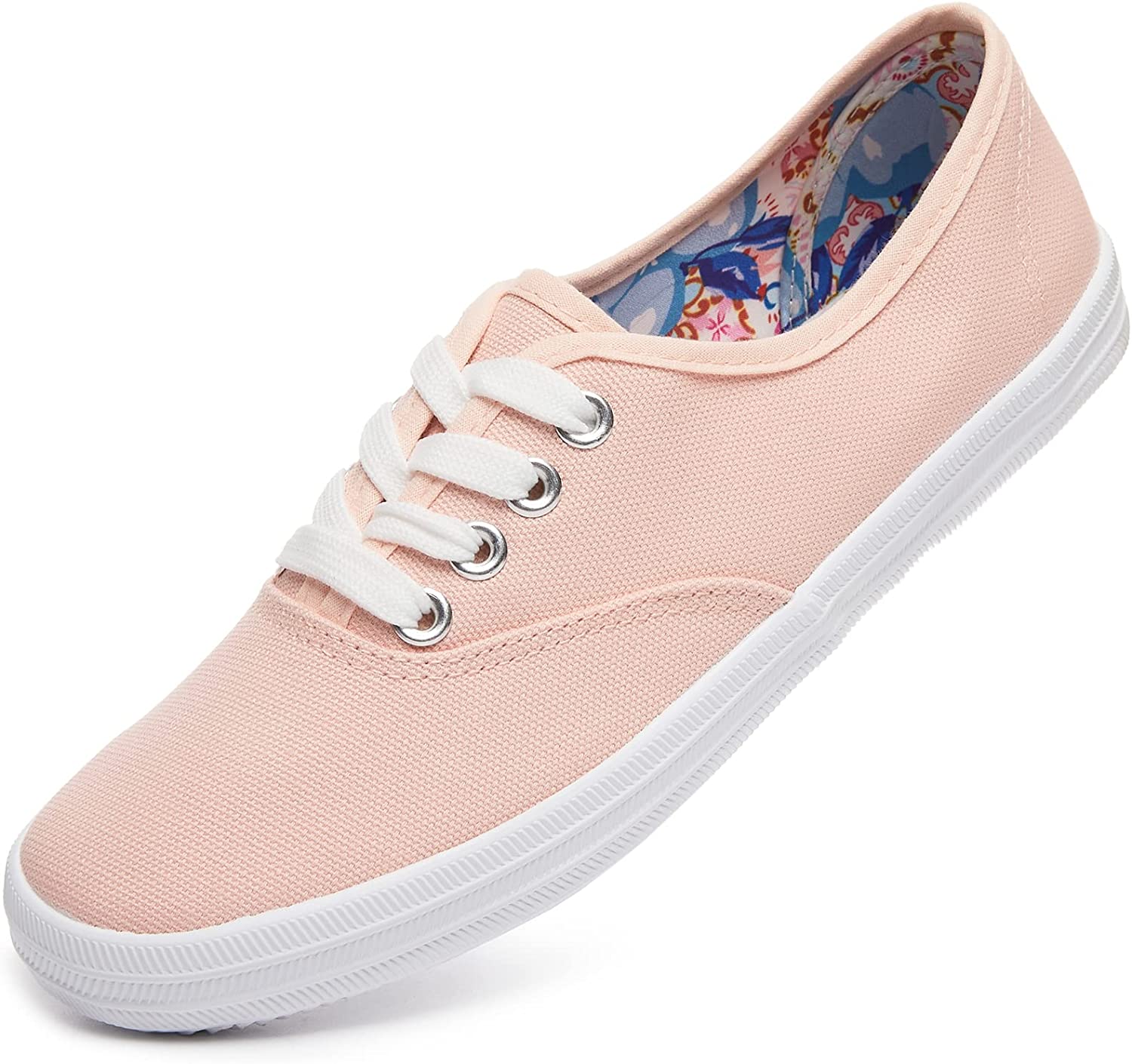 Women's Canvas Shoes Fashion Sneakers White Tennis Shoes Casual Slip on  Shoes Floral Embroidered Low Top Sneakers