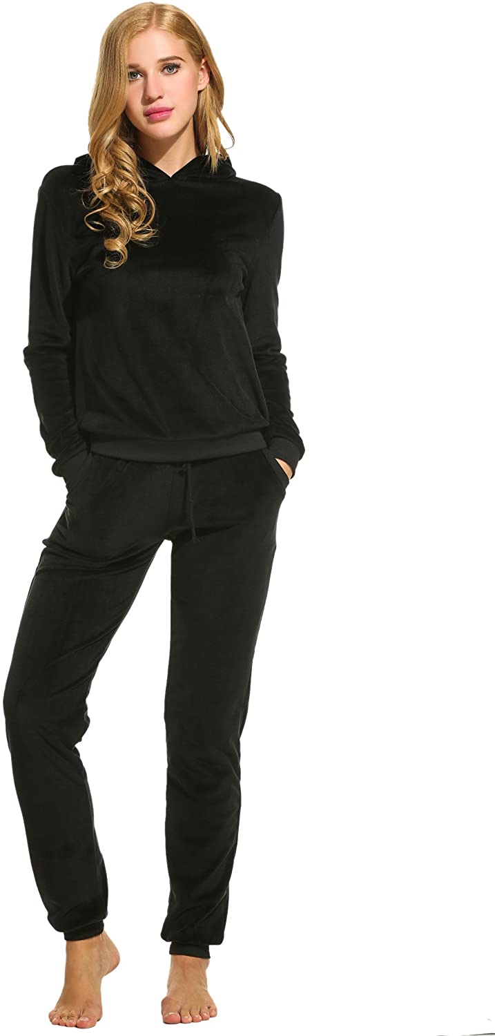 Hotouch Women's Solid Velour Sweatsuit Set Hoodie and Pants Sport Suits  Tracksui | eBay