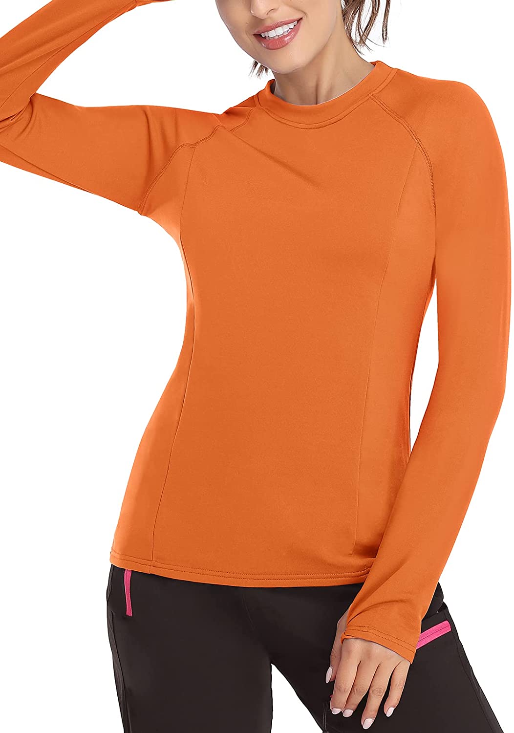 thumbnail 26  - Soneven Women Fleece Thermal Long Sleeve Running Shirt Workout Tops Moisture Wic