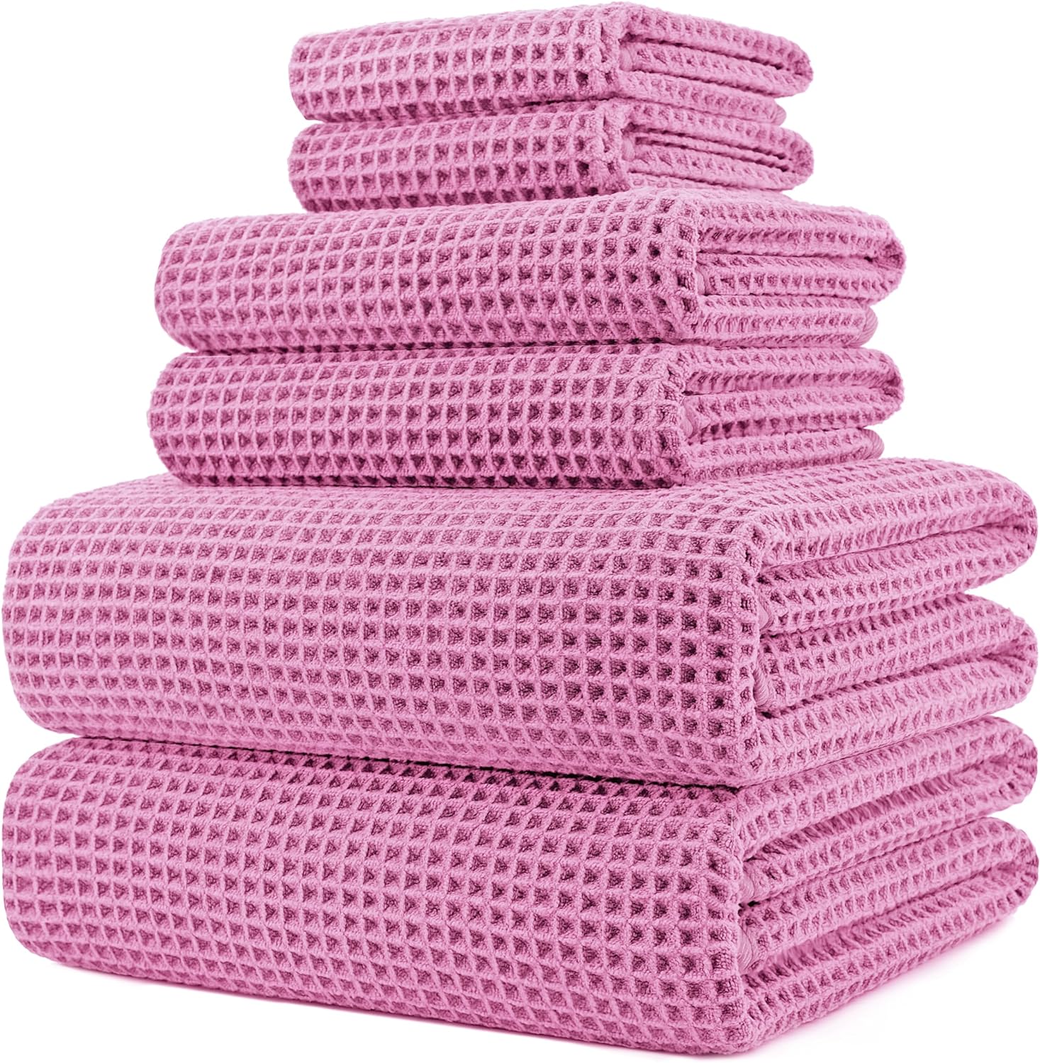 POLYTE Quick Dry Lint Free Microfiber Hand Towel, 16 x 30 in, Set of 4  (Pink)
