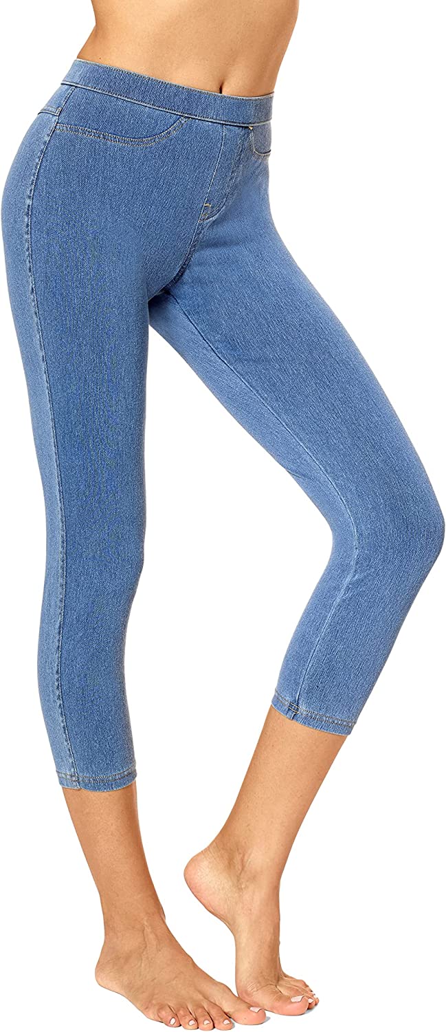 No nonsense Women's Classic Capri Denim Leggings with Pockets - Stylish and  Comf