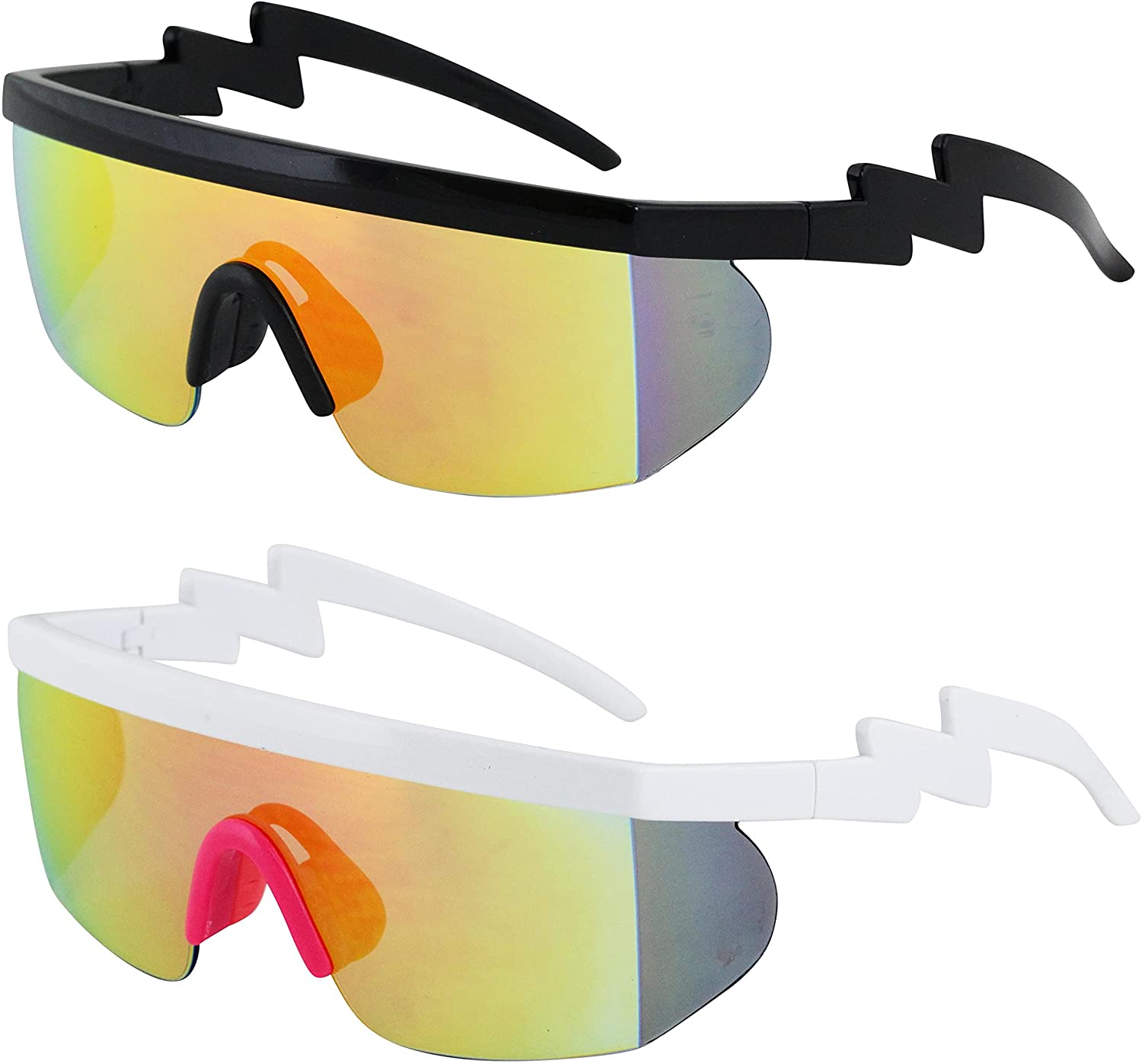 80s Mirror Flat Top Half Rim Wind Breaker Side Lens Sport Sunglasses