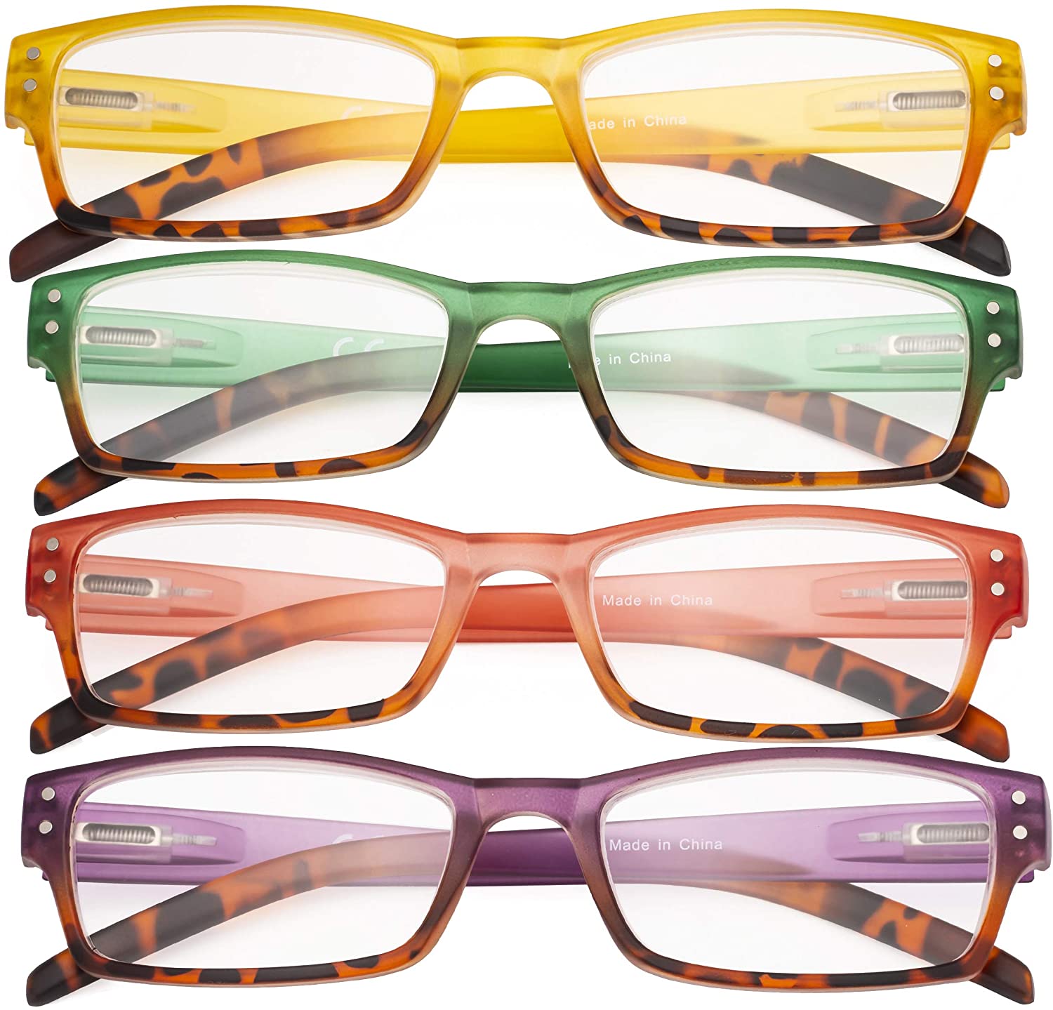 Cessblu Ladies Variety Colors Reading Glasses 4 Pack With Spring Hinge 