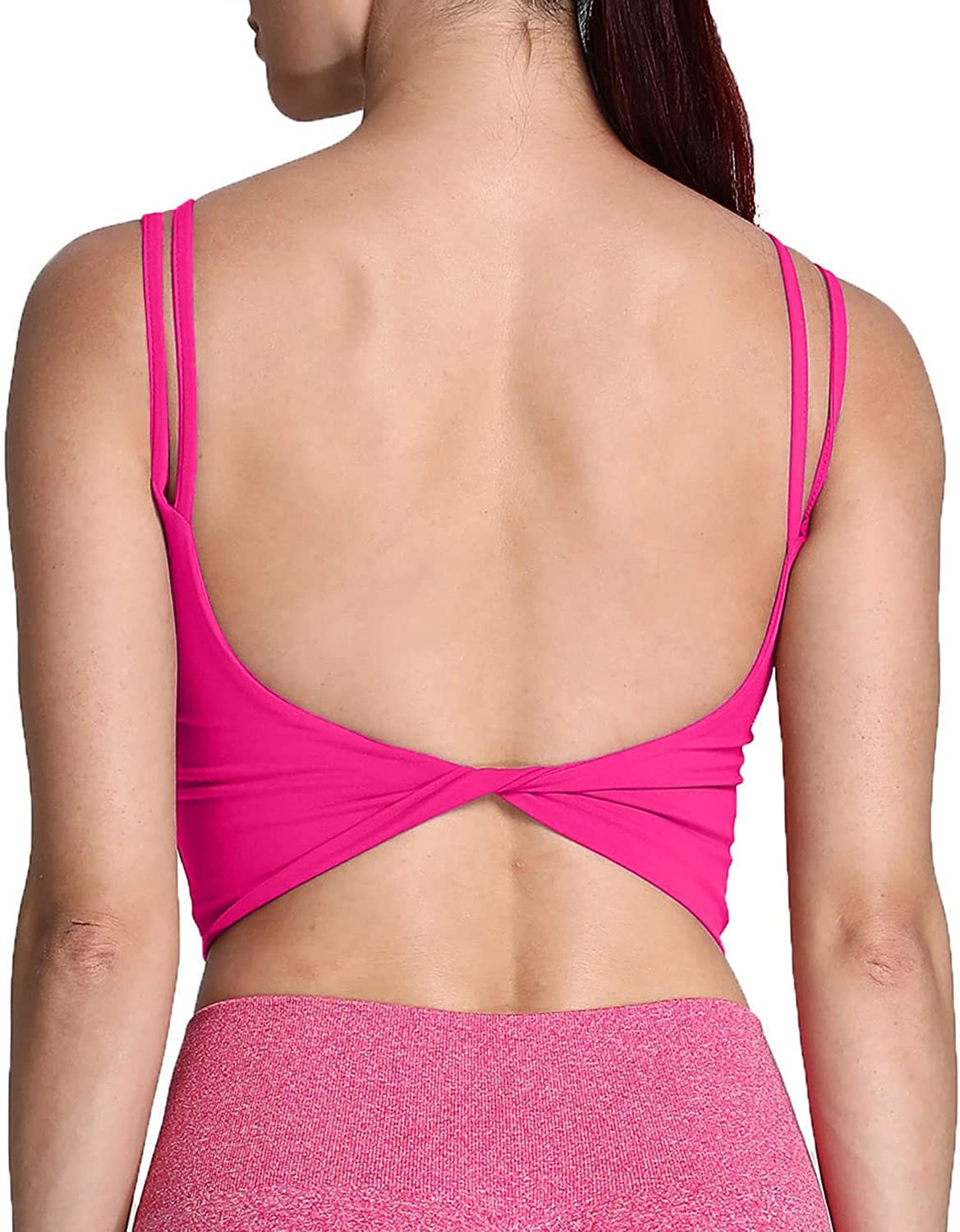 Aoxjox Women's Workout Sports Bra with Crossed Back Straps and Padding