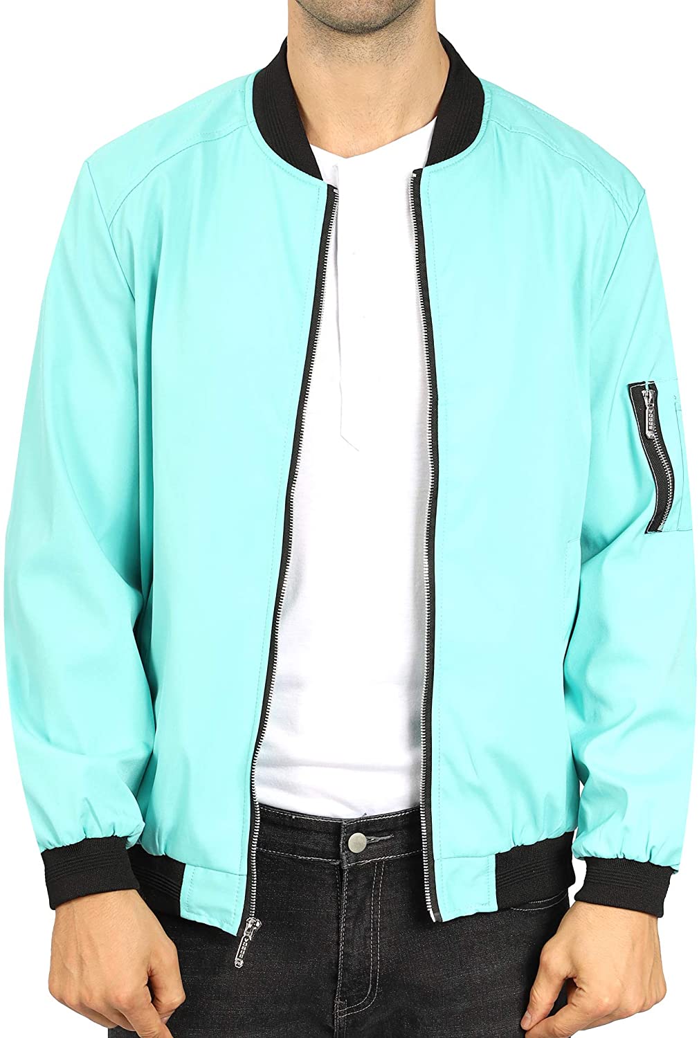 LEEy-world Jackets for Men Fashion Men's Lightweight Bomber Jacket Causal  Varsity Flight Windbreaker Track Jacket Green,3XL 