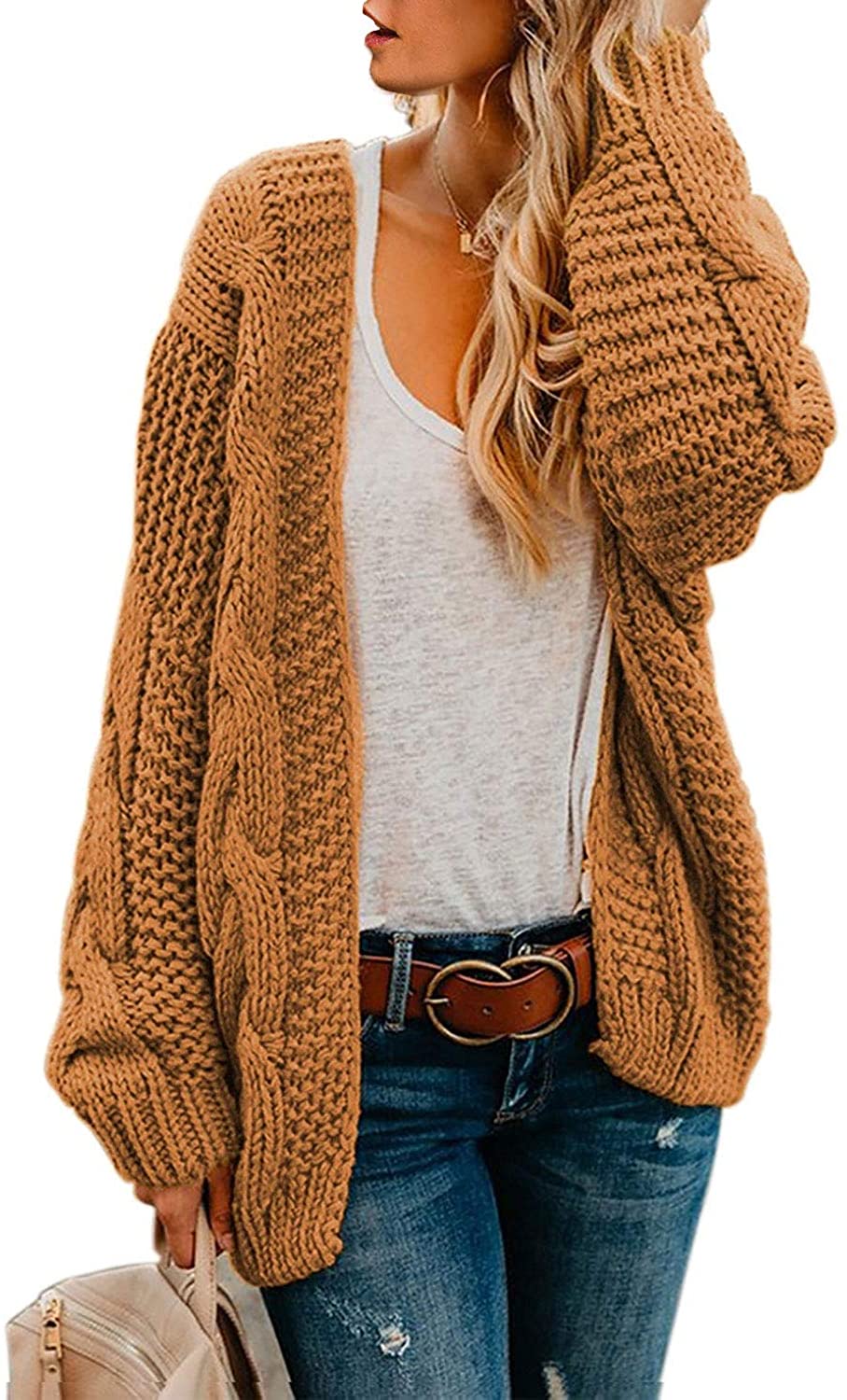 Astylish Women Open Front Long Sleeve Chunky Knit Cardigan Sweaters Loose  Outwea | eBay